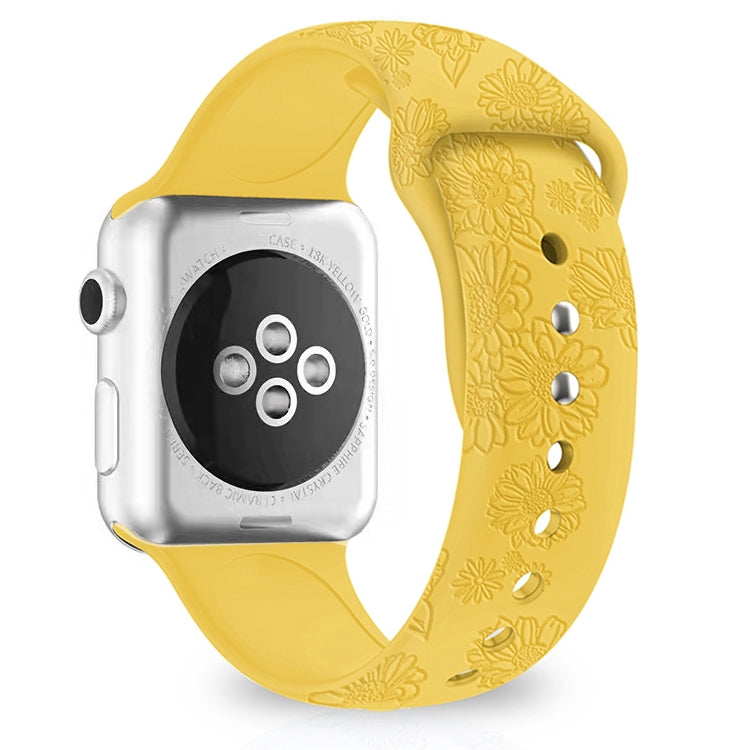 Bracelet de montre en silicone gaufré tournesol pour la série Apple Watch, 7 41mm / 6&SE&5&4 40mm / 3&2&1 38mm, 7 45mm / 6&SE&5&4 44mm / 3&2&1 42mm