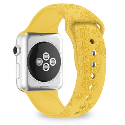 Bracelet de montre en silicone gaufré tournesol pour la série Apple Watch, 7 41mm / 6&SE&5&4 40mm / 3&2&1 38mm, 7 45mm / 6&SE&5&4 44mm / 3&2&1 42mm