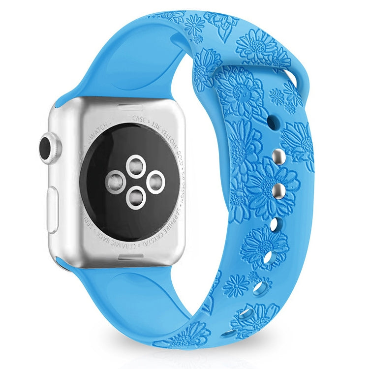 Bracelet de montre en silicone gaufré tournesol pour la série Apple Watch, 7 41mm / 6&SE&5&4 40mm / 3&2&1 38mm, 7 45mm / 6&SE&5&4 44mm / 3&2&1 42mm