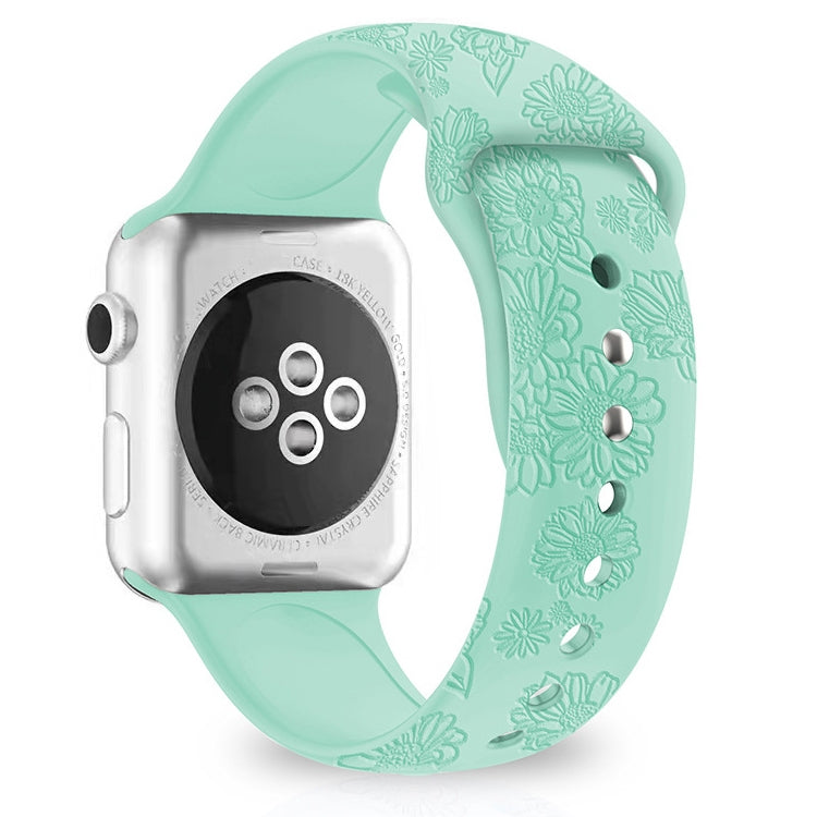 Bracelet de montre en silicone gaufré tournesol pour la série Apple Watch, 7 41mm / 6&SE&5&4 40mm / 3&2&1 38mm, 7 45mm / 6&SE&5&4 44mm / 3&2&1 42mm
