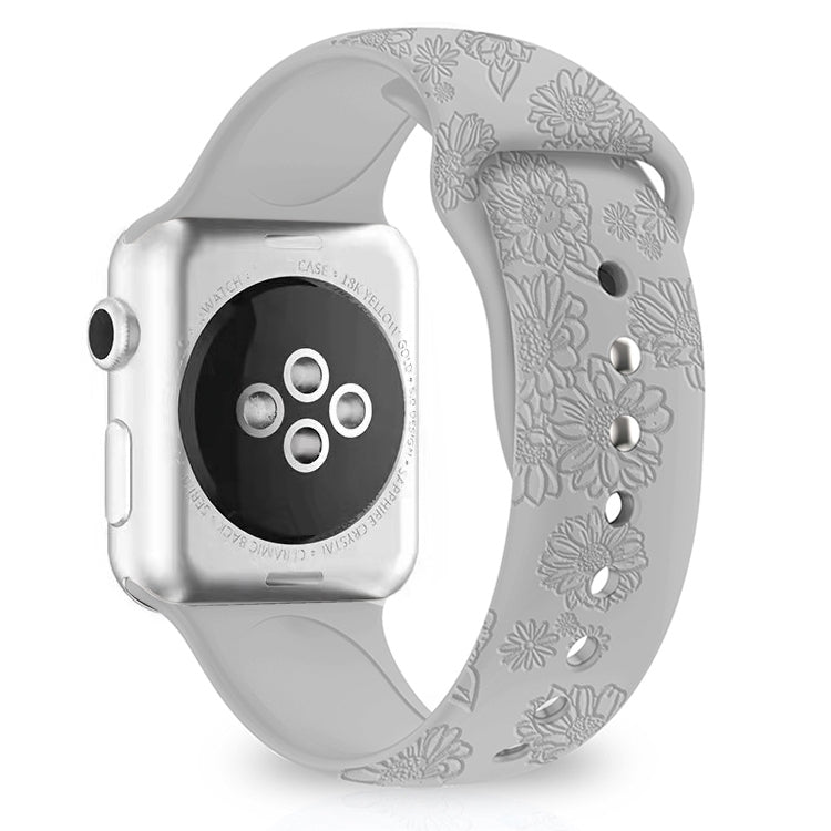 Bracelet de montre en silicone gaufré tournesol pour la série Apple Watch, 7 41mm / 6&SE&5&4 40mm / 3&2&1 38mm, 7 45mm / 6&SE&5&4 44mm / 3&2&1 42mm