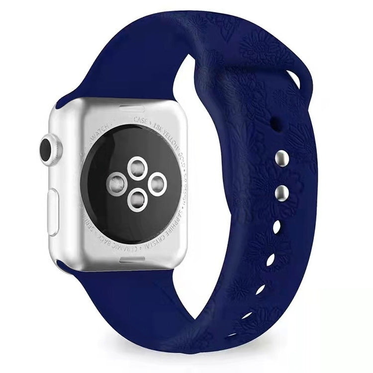 Bracelet de montre en silicone gaufré tournesol pour la série Apple Watch, 7 41mm / 6&SE&5&4 40mm / 3&2&1 38mm, 7 45mm / 6&SE&5&4 44mm / 3&2&1 42mm