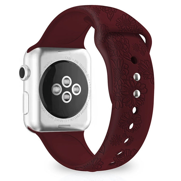 Bracelet de montre en silicone gaufré tournesol pour la série Apple Watch, 7 41mm / 6&SE&5&4 40mm / 3&2&1 38mm, 7 45mm / 6&SE&5&4 44mm / 3&2&1 42mm