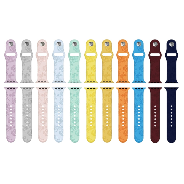 Bracelet de montre en silicone gaufré tournesol pour la série Apple Watch, 7 41mm / 6&SE&5&4 40mm / 3&2&1 38mm, 7 45mm / 6&SE&5&4 44mm / 3&2&1 42mm