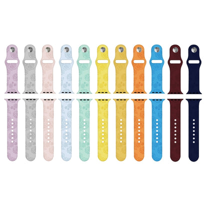 Bracelet de montre en silicone gaufré tournesol pour la série Apple Watch, 7 41mm / 6&SE&5&4 40mm / 3&2&1 38mm, 7 45mm / 6&SE&5&4 44mm / 3&2&1 42mm