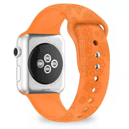 Bracelet de montre en silicone gaufré tournesol pour la série Apple Watch, 7 41mm / 6&SE&5&4 40mm / 3&2&1 38mm, 7 45mm / 6&SE&5&4 44mm / 3&2&1 42mm
