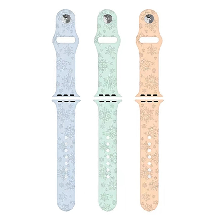 Bracelet de montre en silicone gaufré flocon de neige pour la série Apple Watch, 7 41mm / 6&SE&5&4 40mm / 3&2&1 38mm, 7 45mm / 6&SE&5&4 44mm / 3&2&1 42mm