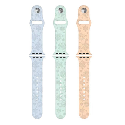 Bracelet de montre en silicone gaufré flocon de neige pour la série Apple Watch, 7 41mm / 6&SE&5&4 40mm / 3&2&1 38mm, 7 45mm / 6&SE&5&4 44mm / 3&2&1 42mm