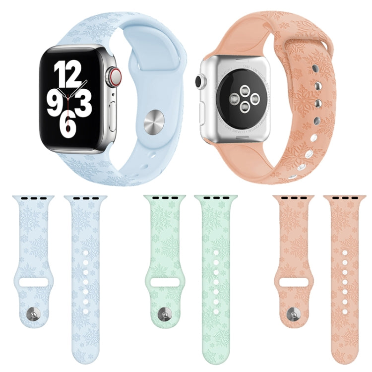 Bracelet de montre en silicone gaufré flocon de neige pour la série Apple Watch, 7 41mm / 6&SE&5&4 40mm / 3&2&1 38mm, 7 45mm / 6&SE&5&4 44mm / 3&2&1 42mm