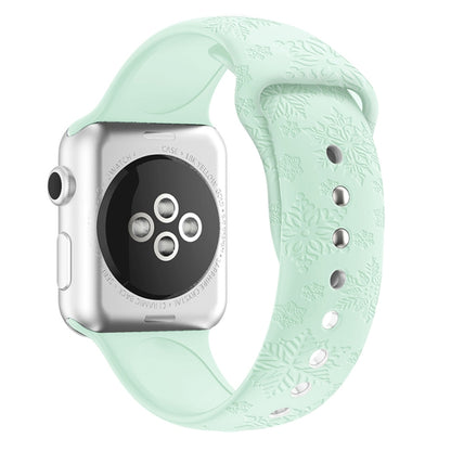 Bracelet de montre en silicone gaufré flocon de neige pour la série Apple Watch, 7 41mm / 6&SE&5&4 40mm / 3&2&1 38mm, 7 45mm / 6&SE&5&4 44mm / 3&2&1 42mm