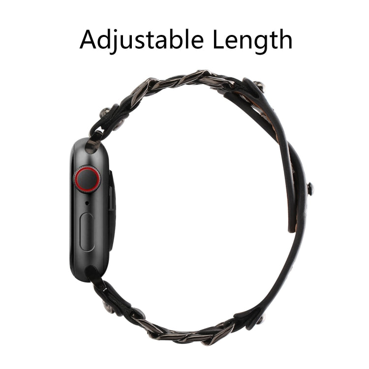 Bracelet de montre de style masculin en cuir véritable pour la série Apple Watch, 7 41mm / 6&SE&5&4 40mm / 3&2&1 38mm, 7 45mm / 6&SE&5&4 44mm / 3&2&1 42mm