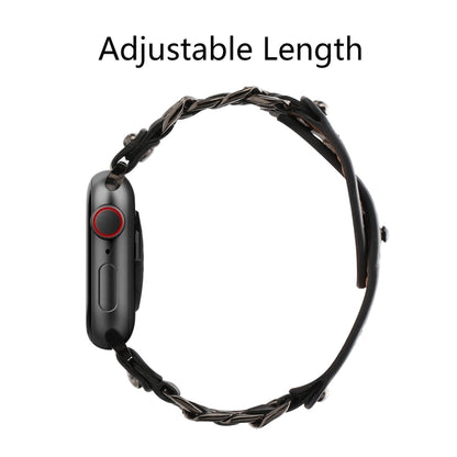 Bracelet de montre de style masculin en cuir véritable pour la série Apple Watch, 7 41mm / 6&SE&5&4 40mm / 3&2&1 38mm, 7 45mm / 6&SE&5&4 44mm / 3&2&1 42mm