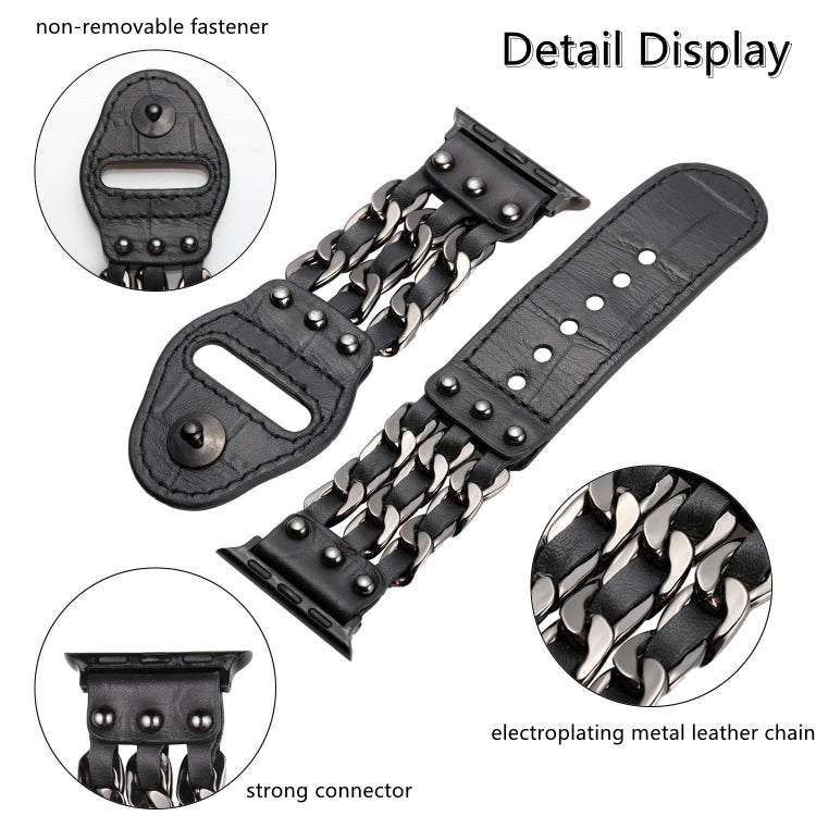 Bracelet de montre de style masculin en cuir véritable pour la série Apple Watch, 7 41mm / 6&SE&5&4 40mm / 3&2&1 38mm, 7 45mm / 6&SE&5&4 44mm / 3&2&1 42mm