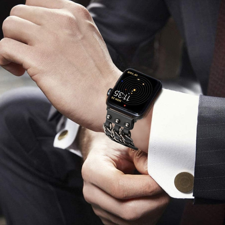 Bracelet de montre de style masculin en cuir véritable pour la série Apple Watch, 7 41mm / 6&SE&5&4 40mm / 3&2&1 38mm, 7 45mm / 6&SE&5&4 44mm / 3&2&1 42mm