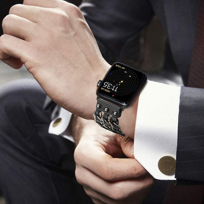 Bracelet de montre de style masculin en cuir véritable pour la série Apple Watch, 7 41mm / 6&SE&5&4 40mm / 3&2&1 38mm, 7 45mm / 6&SE&5&4 44mm / 3&2&1 42mm