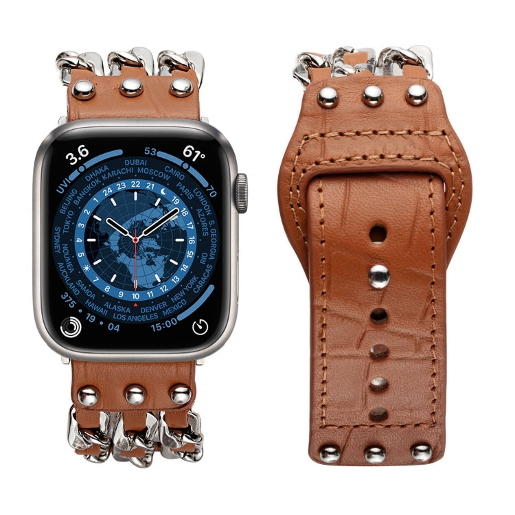 Bracelet de montre de style masculin en cuir véritable pour la série Apple Watch, 7 41mm / 6&SE&5&4 40mm / 3&2&1 38mm, 7 45mm / 6&SE&5&4 44mm / 3&2&1 42mm