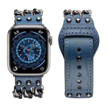 Bracelet de montre de style masculin en cuir véritable pour la série Apple Watch, 7 41mm / 6&SE&5&4 40mm / 3&2&1 38mm, 7 45mm / 6&SE&5&4 44mm / 3&2&1 42mm