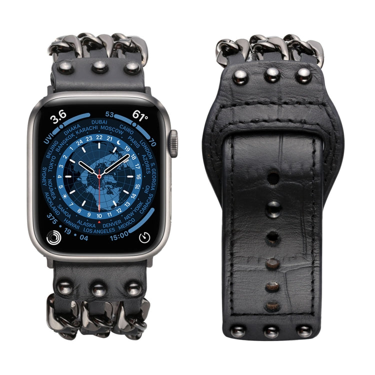 Bracelet de montre de style masculin en cuir véritable pour la série Apple Watch, 7 41mm / 6&SE&5&4 40mm / 3&2&1 38mm, 7 45mm / 6&SE&5&4 44mm / 3&2&1 42mm