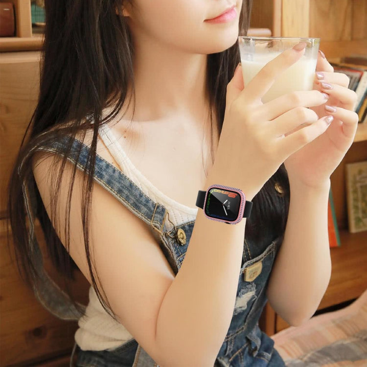 Diamond PC + boîtier de montre en verre trempé pour la série Apple Watch, 7 41mm, 7 45mm