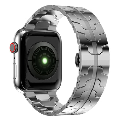 Bracelet de montre en métal à boucle papillon pour la série Apple Watch, 7 41mm / 6&SE&5&4 40mm / 3&2&1 38mm, 7 45mm / 6&SE&5&4 44mm / 3&2&1 42mm