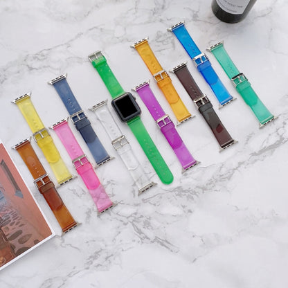 Bracelet de montre transparent en gelée pour la série Apple Watch, 7 41mm / 6&SE&5&4 40mm / 3&2&1 38mm, 7 45mm / 6&SE&5&4 44mm / 3&2&1 42mm