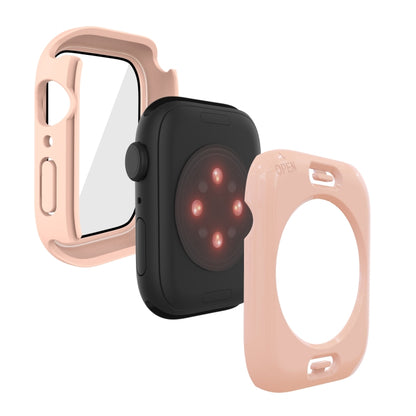 Boîtier de montre étanche en film de verre trempé PC + avec couvercle inférieur pour la série Apple Watch, 9 / 8 / 7 41mm, 9 / 8 / 7 45mm