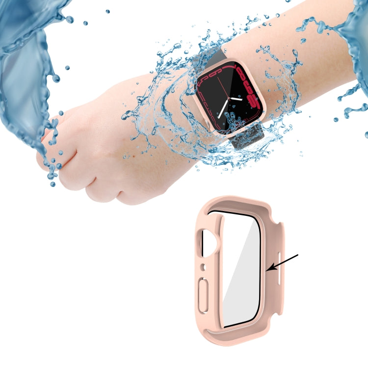 Boîtier de montre étanche en film de verre trempé PC + avec couvercle inférieur pour la série Apple Watch, 9 / 8 / 7 41mm, 9 / 8 / 7 45mm