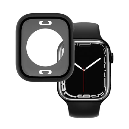 Boîtier de montre étanche en film de verre trempé PC + avec couvercle inférieur pour la série Apple Watch, 9 / 8 / 7 41mm, 9 / 8 / 7 45mm