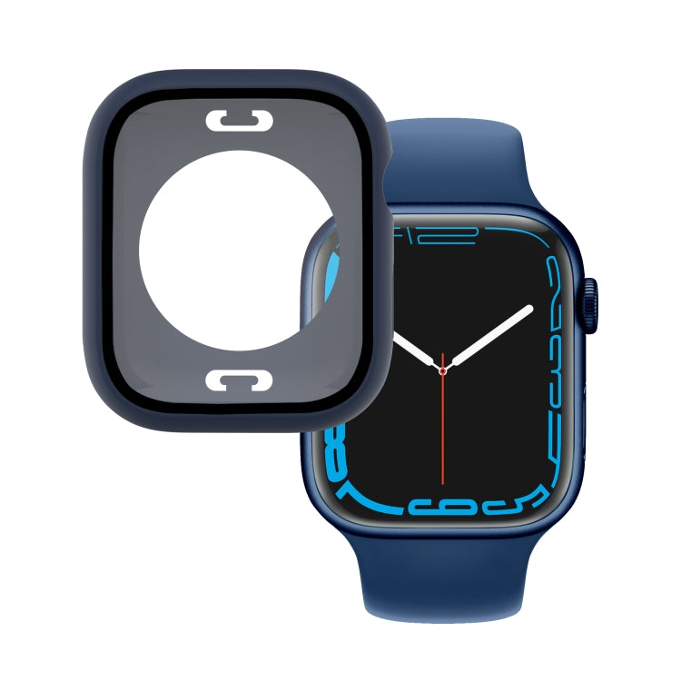 Boîtier de montre étanche en film de verre trempé PC + avec couvercle inférieur pour la série Apple Watch, 9 / 8 / 7 41mm, 9 / 8 / 7 45mm