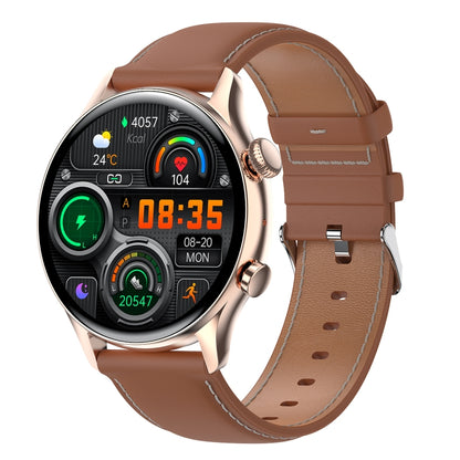 HK8Pro Montre intelligente avec bracelet en cuir à écran AMOLED de 1,36 pouces, prend en charge la fonction NFC / surveillance de l'oxygène sanguin, Leather Strap (Gold), Leather Strap (Silver), Leather Strap (Black)