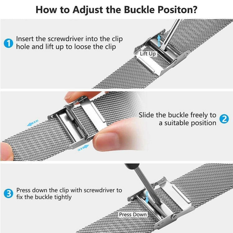 Bracelet de montre à boucle milanaise en acier inoxydable, For Samsung Galaxy Watch4 40mm / 44mm