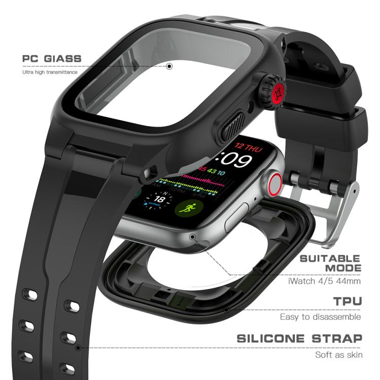 RedPepper TPU + PC + boîtier de montre étanche en silicone, For Apple Watch Series 9 / 8 / 7 45mm