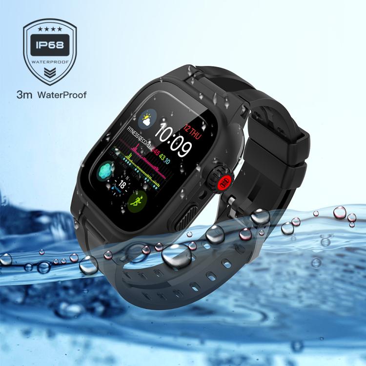 RedPepper TPU + PC + boîtier de montre étanche en silicone, For Apple Watch Series 9 / 8 / 7 45mm