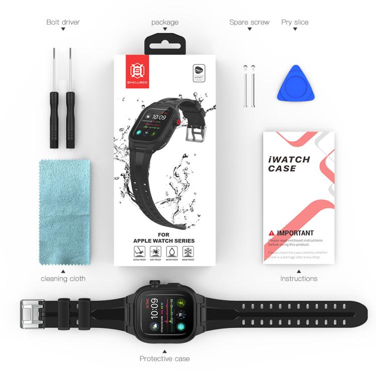 RedPepper TPU + PC + boîtier de montre étanche en silicone, For Apple Watch Series 9 / 8 / 7 45mm