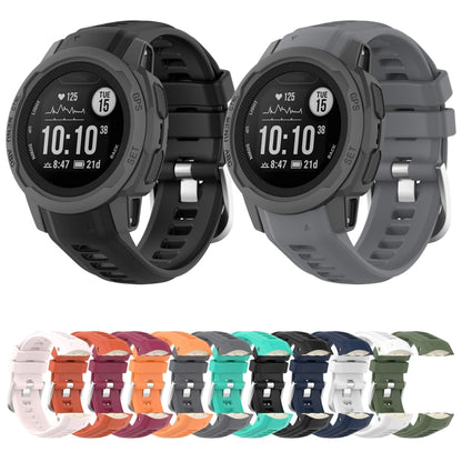 Bracelet de montre à boucle en acier inoxydable en silicone, For Garmin Instinct 2S