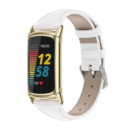 Bracelet de montre mince en cuir véritable Mijobs, For Fitbit Charge5