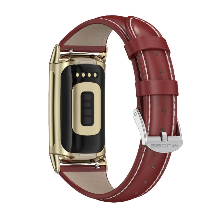 Bracelet de montre mince en cuir véritable Mijobs, For Fitbit Charge5