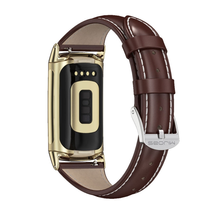 Bracelet de montre mince en cuir véritable Mijobs, For Fitbit Charge5