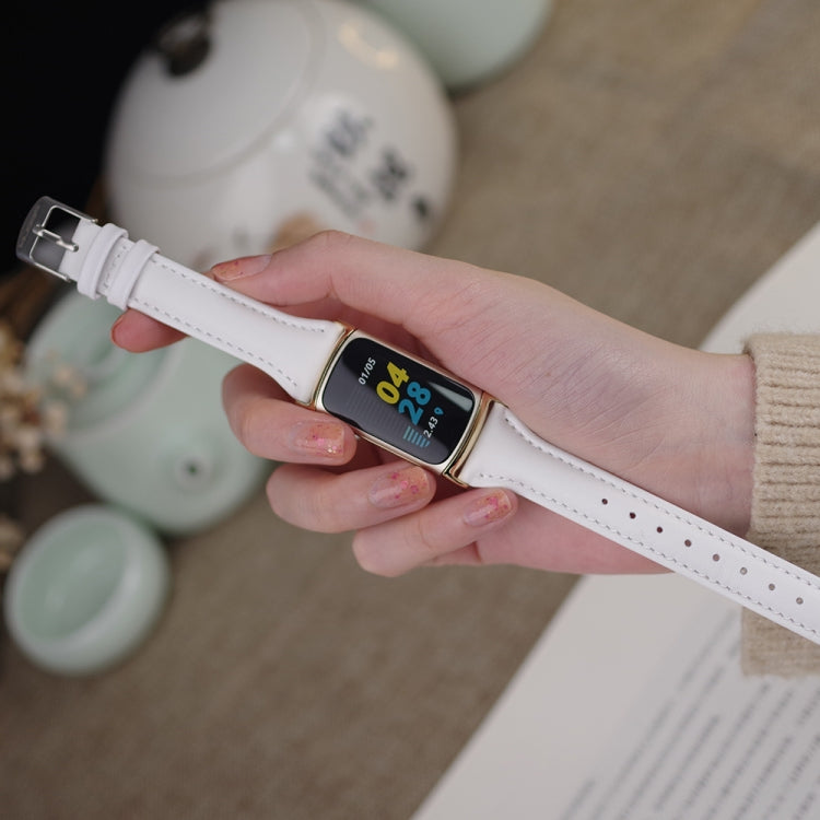 Bracelet de montre mince en cuir véritable Mijobs, For Fitbit Charge5