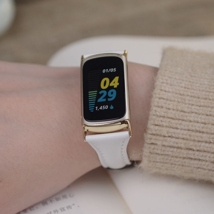 Bracelet de montre mince en cuir véritable Mijobs, For Fitbit Charge5