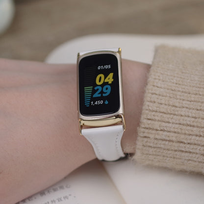 Bracelet de montre mince en cuir véritable Mijobs, For Fitbit Charge5