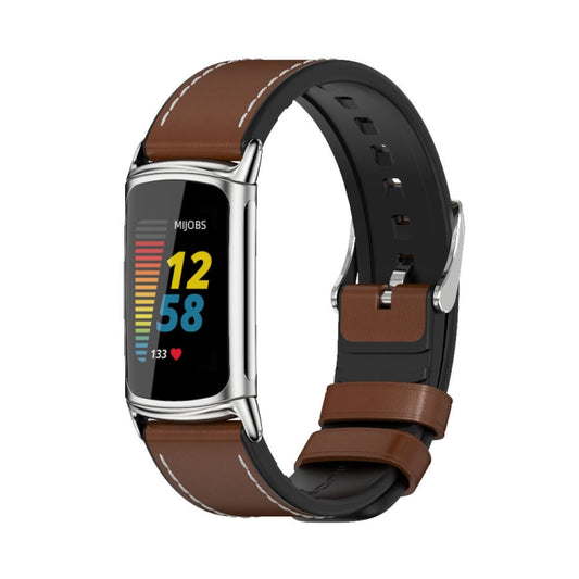 Mijobs TPU + Bracelet de montre en cuir, For Fitbit Charge5