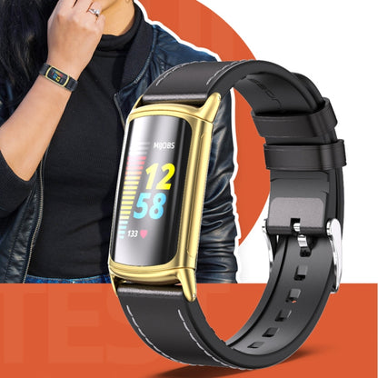 Mijobs TPU + Bracelet de montre en cuir, For Fitbit Charge5