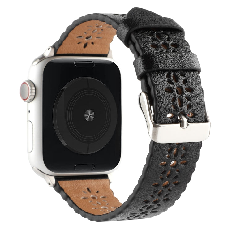 Bracelet de montre creux en cuir véritable pour la série Apple Watch, 7 41mm / 6&SE&5&4 40mm / 3&2&1 38mm, 7 45mm / 6&SE&5&4 44mm / 3&2&1 42mm