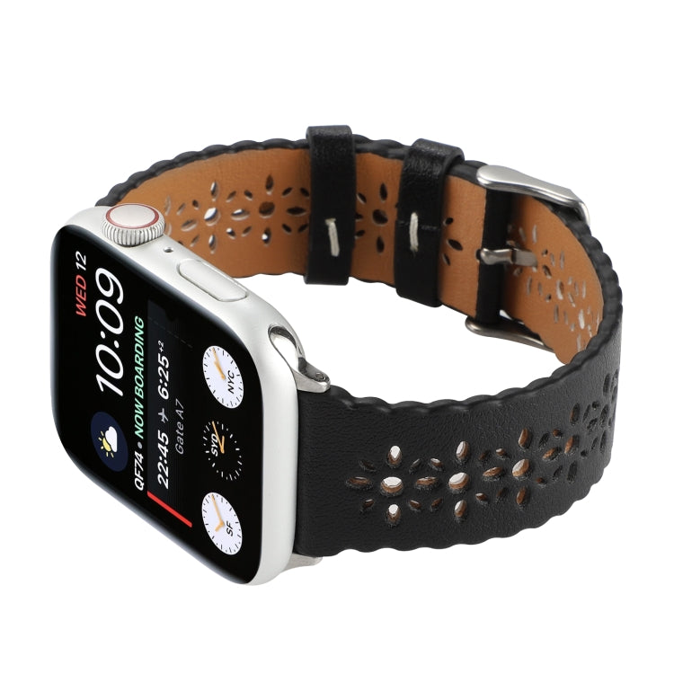 Bracelet de montre creux en cuir véritable pour la série Apple Watch, 7 41mm / 6&SE&5&4 40mm / 3&2&1 38mm, 7 45mm / 6&SE&5&4 44mm / 3&2&1 42mm