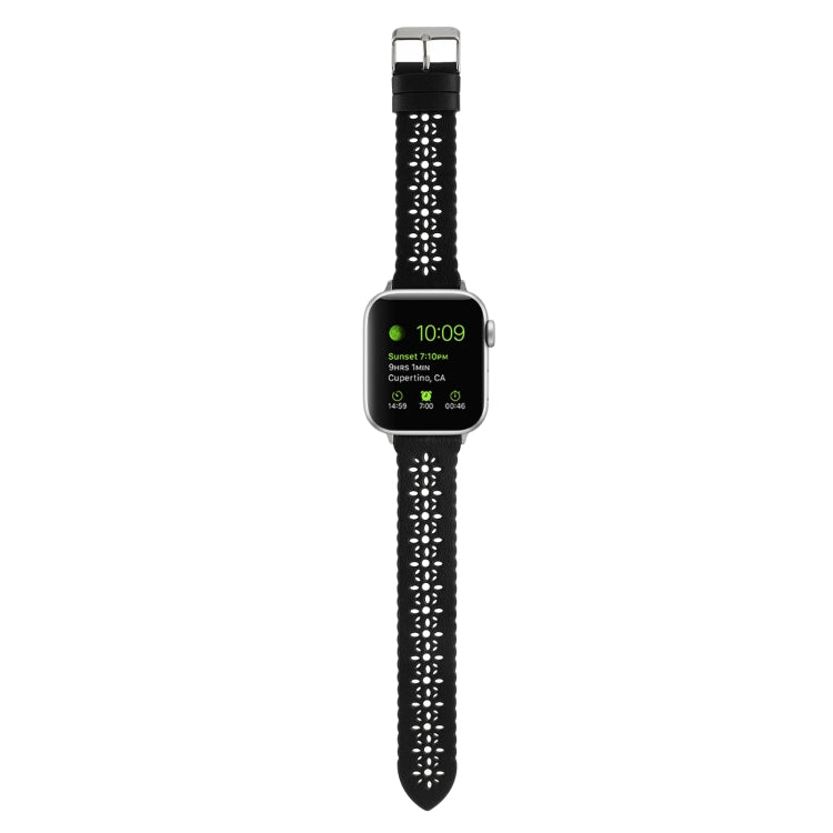 Bracelet de montre creux en cuir véritable pour la série Apple Watch, 7 41mm / 6&SE&5&4 40mm / 3&2&1 38mm, 7 45mm / 6&SE&5&4 44mm / 3&2&1 42mm