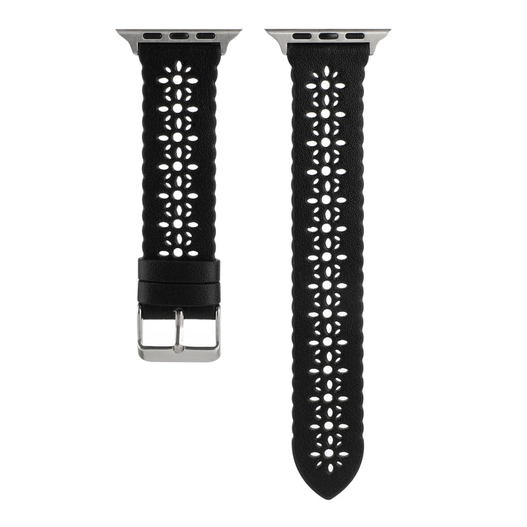 Bracelet de montre creux en cuir véritable pour la série Apple Watch, 7 41mm / 6&SE&5&4 40mm / 3&2&1 38mm, 7 45mm / 6&SE&5&4 44mm / 3&2&1 42mm