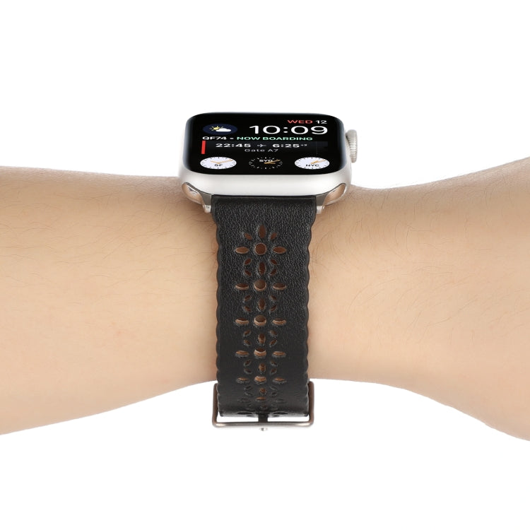 Bracelet de montre creux en cuir véritable pour la série Apple Watch, 7 41mm / 6&SE&5&4 40mm / 3&2&1 38mm, 7 45mm / 6&SE&5&4 44mm / 3&2&1 42mm