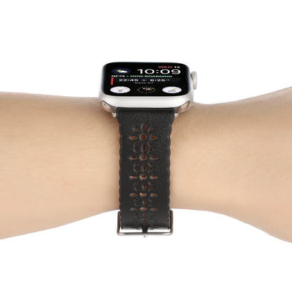 Bracelet de montre creux en cuir véritable pour la série Apple Watch, 7 41mm / 6&SE&5&4 40mm / 3&2&1 38mm, 7 45mm / 6&SE&5&4 44mm / 3&2&1 42mm