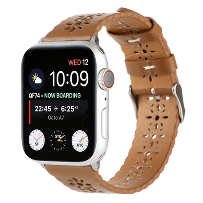 Bracelet de montre creux en cuir véritable pour la série Apple Watch, 7 41mm / 6&SE&5&4 40mm / 3&2&1 38mm, 7 45mm / 6&SE&5&4 44mm / 3&2&1 42mm